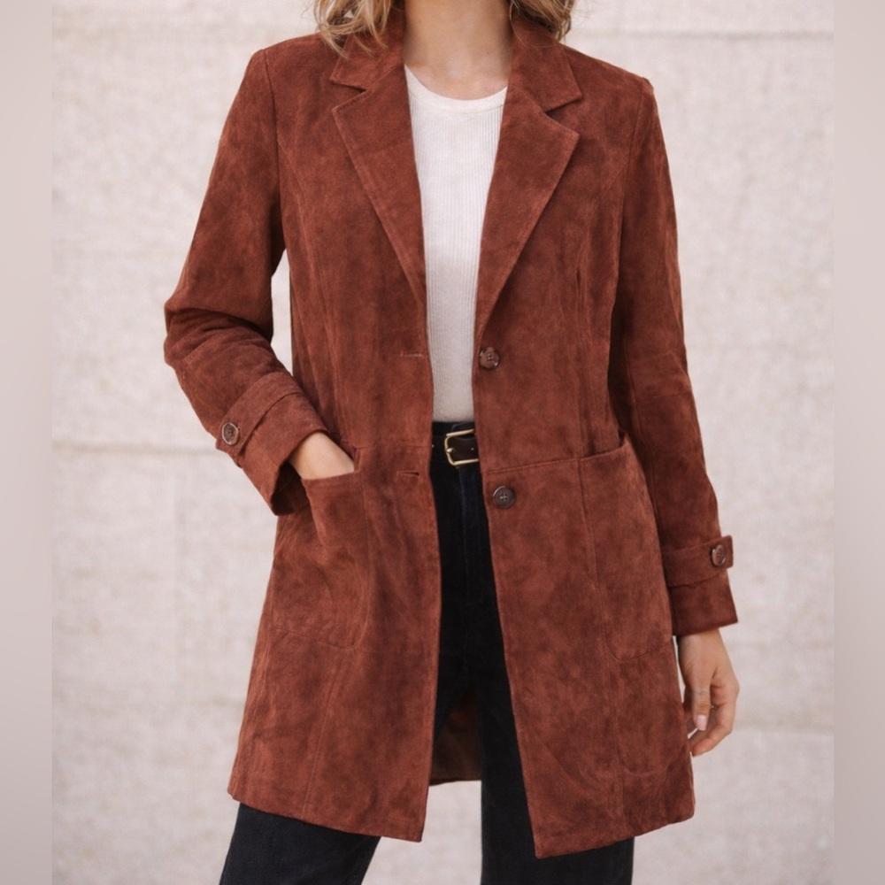 Chadwick’s‎ Genuine Suede Coat Brown Leather Vintage Inspired Size 8 Petite NWT